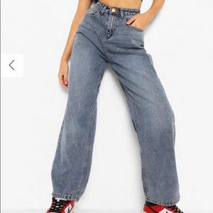 boohoo Vintage Wash Wide Leg Jeans
